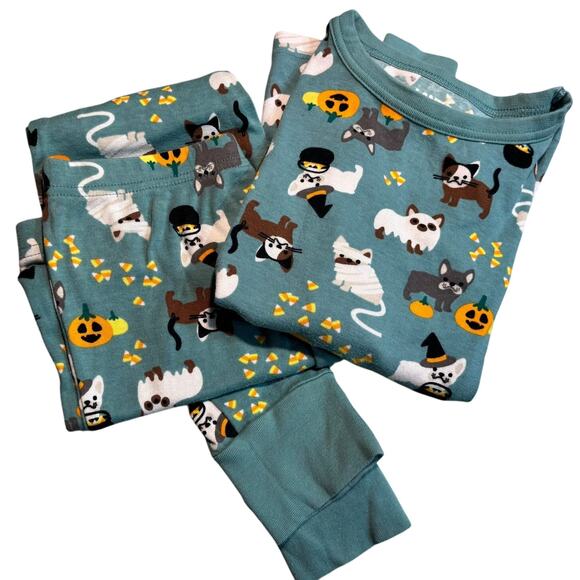 Lands' End Children's Halloween Cats & Dogs Snug Fit Cotton Pajama Set Size 10 - Picture 1 of 14